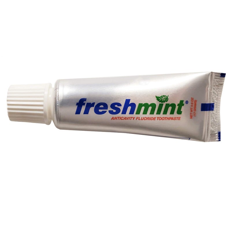 Freshmint 144 Tubes of Freshmint 0.6 oz. Anticavity Fluoride Toothpaste, Metallic Tube, Tubes do not have Individual Boxes for Extra Savings, Travel Size - Image 1